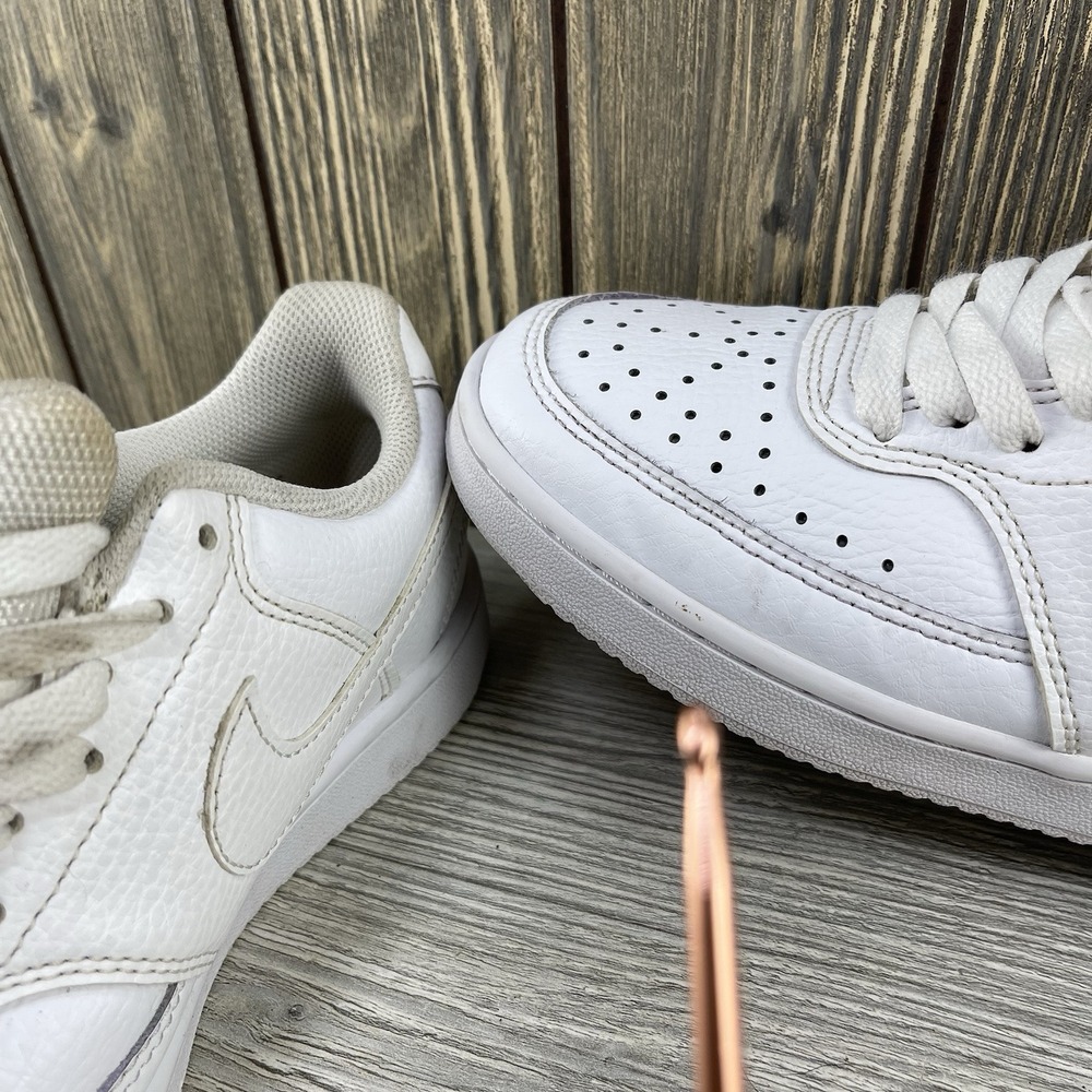 Nike Court Vision Low Triple White Leather Sneakers Women's Size: 7 - Picture 16 of 16
